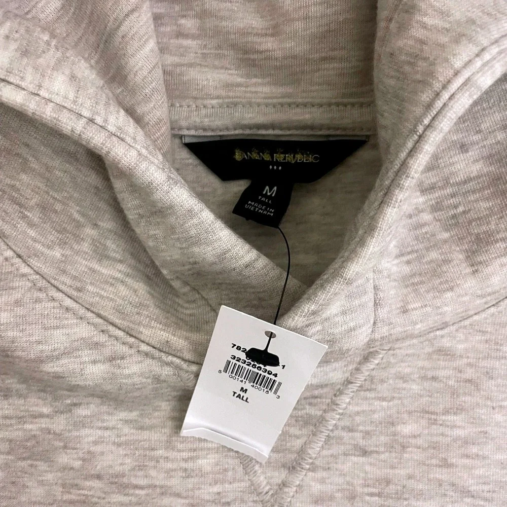 Banana Republic Mens‎ Oatmeal Heather Crossover Hoodie Pullover Medium Tall NEW